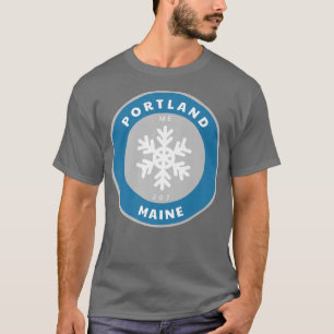 T-shirt Portland Maine ME Hiver Neige Flocon de neige Badg