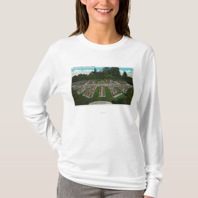 T-shirt Portland, OregonView des jardins d'essai de rose (Devant)