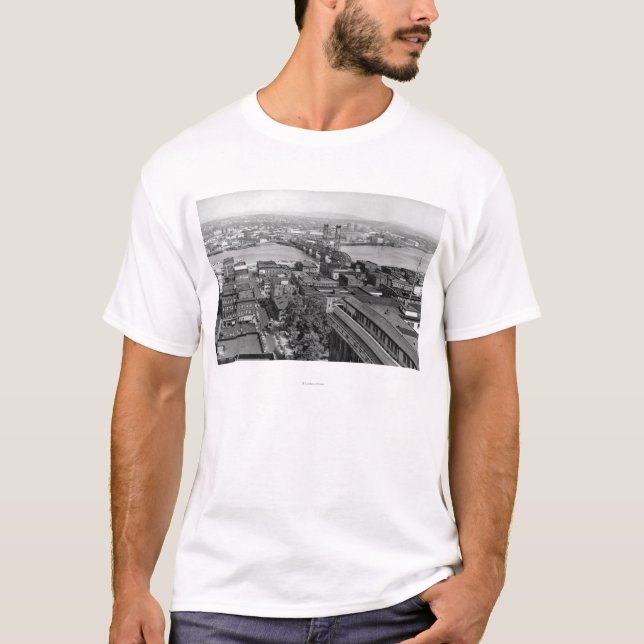T-shirt Portland, OU vue de ville et de pont de Hawthorne (Devant)
