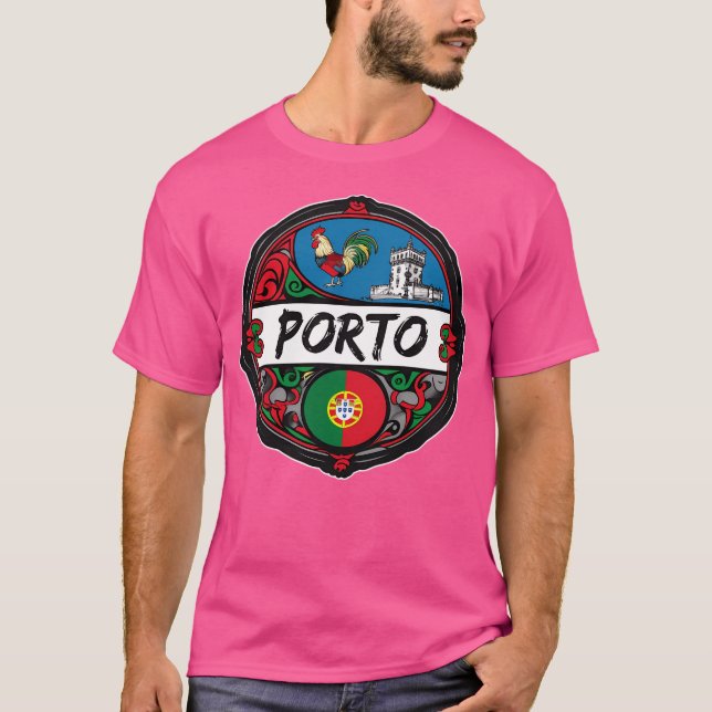 T-shirt Porto Portugal Drapeau Badge Voyage Souvenir Porto (Devant)
