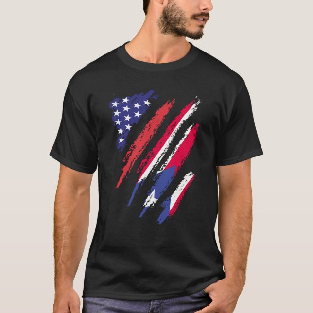 T-shirt Porto Rico American Grosse Drapeau USA Patriot Her (Devant)