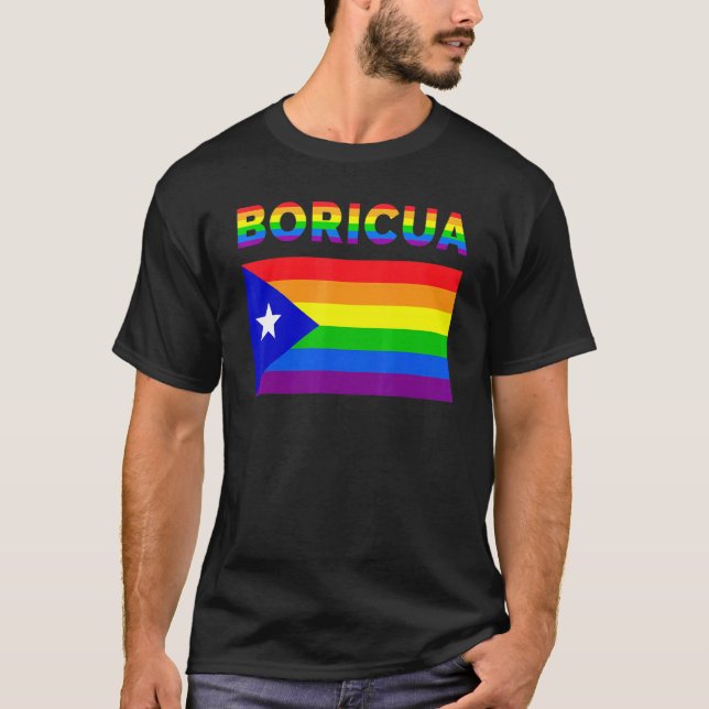 T-shirt Porto Rico Boricua Gay pride Lgbt Rainbow (Devant)