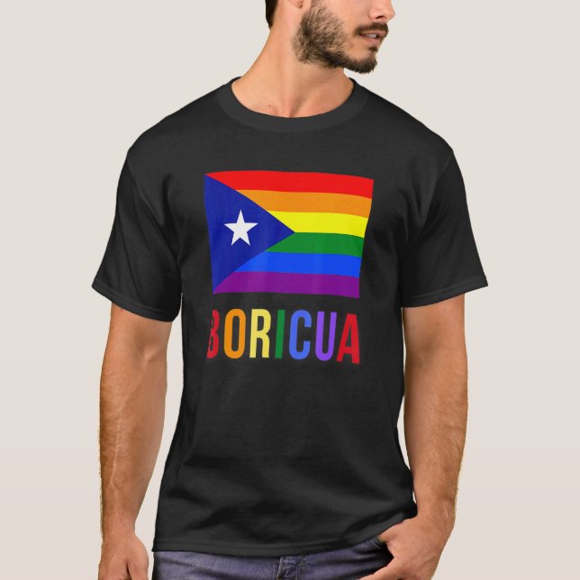 T-shirt Porto Rico Boricua Gay pride Lgbt Rainbow Wepa (Devant)