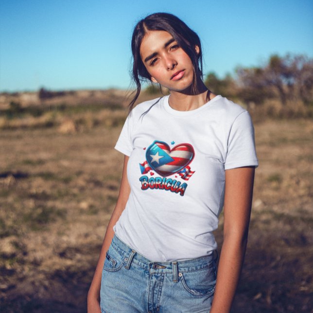 T-shirt Porto Rico Boricua Love Heart Flag (Cute Puerto Rico Boricua Love Heart Flag T-Shirt)