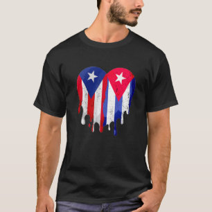 T-shirt Porto Rico Cuba Drapeau Coeur Citoyen Grown Patrio