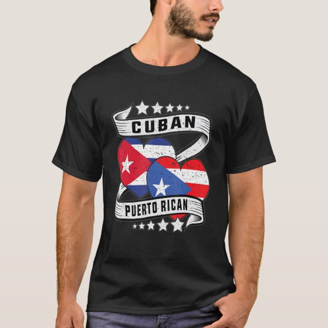 T-shirt Porto Rico Cubain moitié Cubain moitié Porto Rico  (Devant)