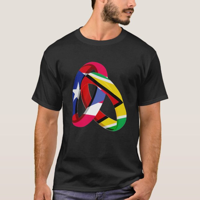 T-shirt Porto Rico Drapeau Guyana Grown Ring Mariage Maria (Devant)