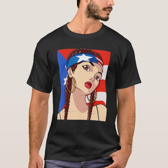 T-shirt Porto Rico Drapeau Hip hop fille Latino Rican Prid (Devant)