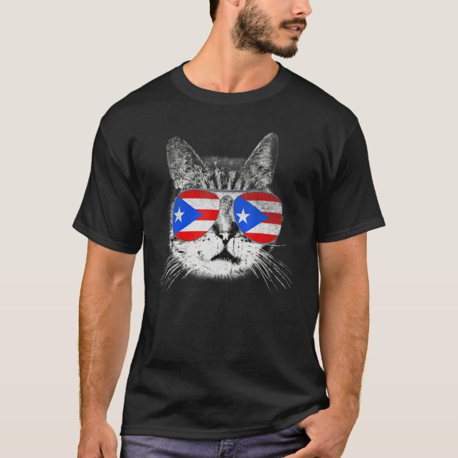 T-shirt Porto Rico Drapeau Pays Racines Cat Pride Famille (Devant)