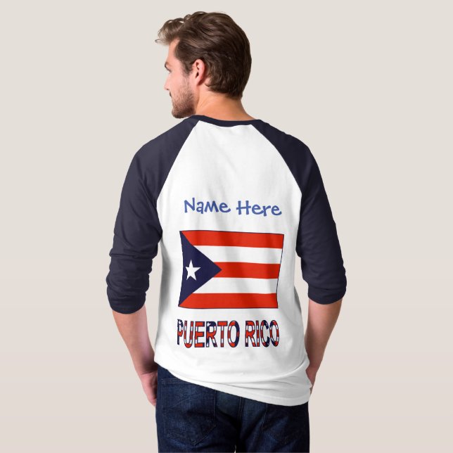 T-shirt Porto Rico Porto Rico Drapeau bleu Personnalisatio (Dos entier)