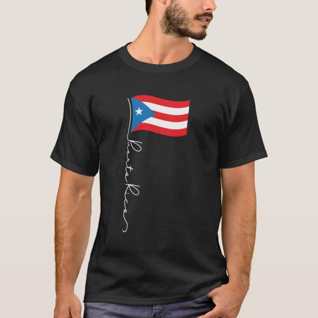 T-shirt Porto Rico Signature Drapeau Poteau Patriotique Pu (Devant)