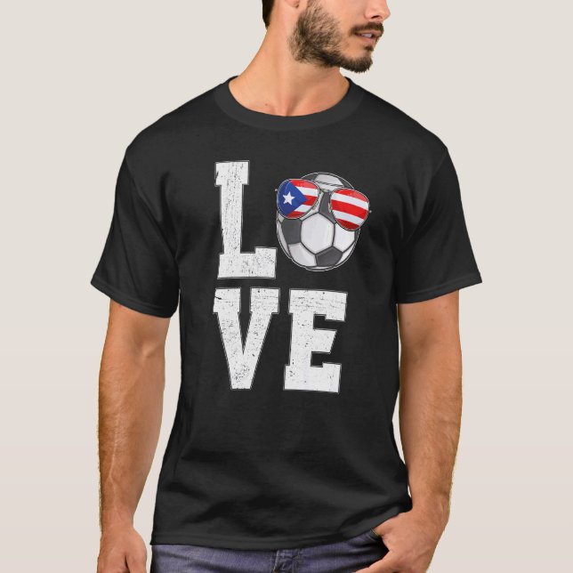 T-shirt Porto Rico Soccer Love Puerto Rican Flag (Devant)