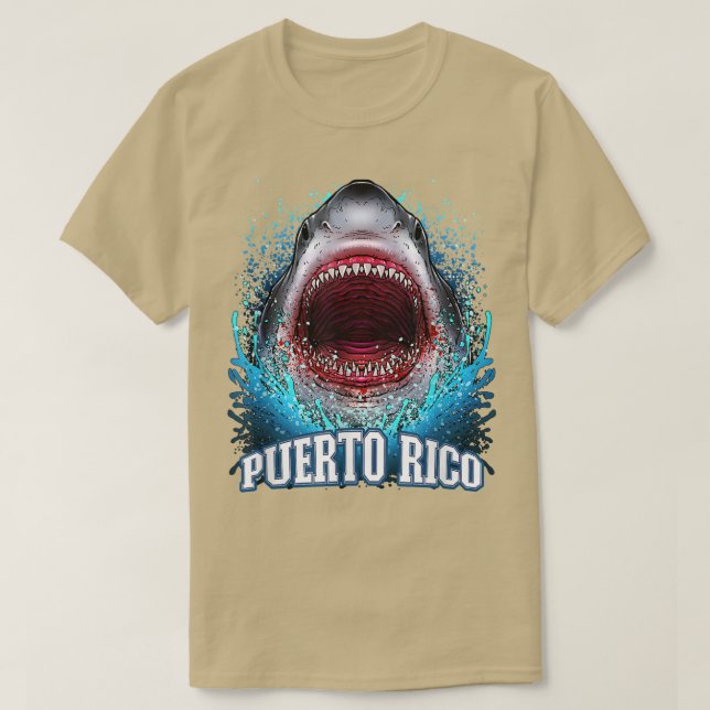 T-shirt Porto Rico Vacances Great White Shark Beach Trip  (Design devant)