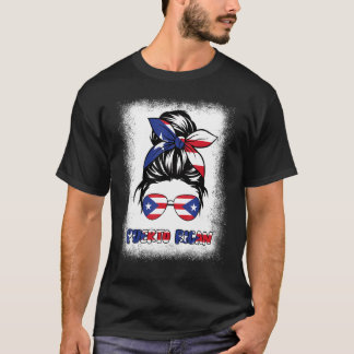 T-shirt Porto Rico Women Messy Bun drapeau portoricain Pri