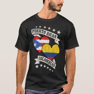 T-shirt Portoricain Colombien Drapeaux Cardiaques