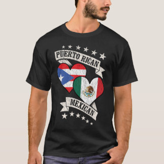 T-shirt Portoricain mexicain drapeaux de coeur