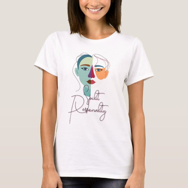 T-shirt Portrait Abstrait de la face fractionnée (Devant)