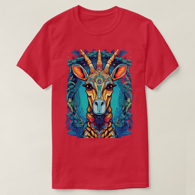 T-shirt Portrait Abstrait de la girafe psychédélique 1 (Design devant)