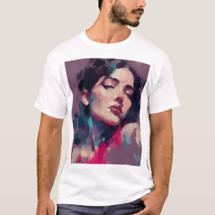 T-shirt Portrait Abstrait de Lumière Néon
