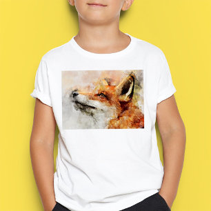 T-shirt Portrait aquarellé du renard roux 01
