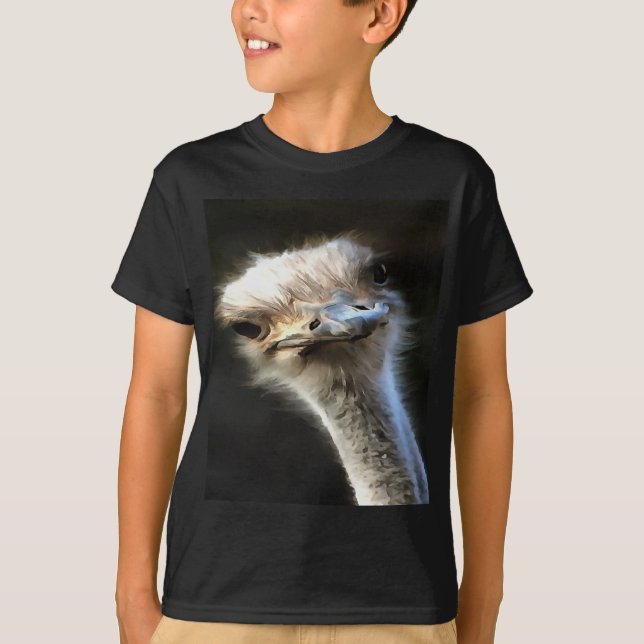 T-shirt Portrait Artistique Ostrich Avec Expression Goofy (Devant)