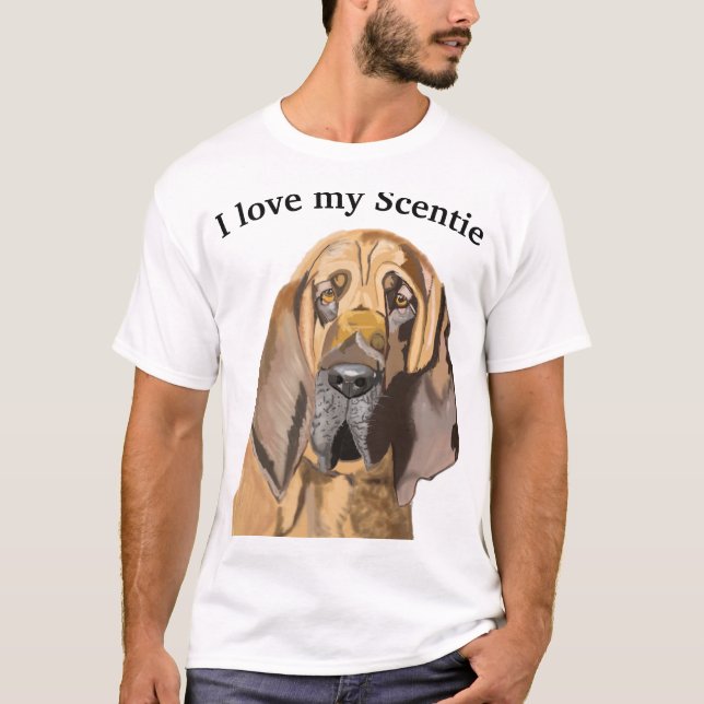 T-shirt Portrait Bloodhound avec texte modifiable (Devant)