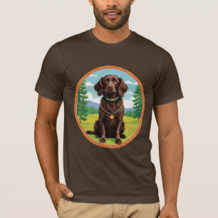 T-shirt Portrait Charmant de Chien Brun avec Fond Naturel