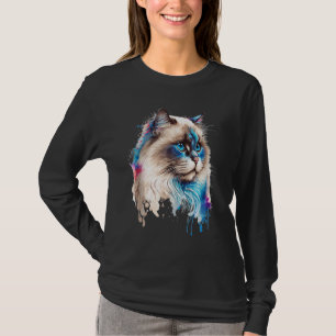 T-shirt Portrait Coloré de Chat Ragdoll Mignon