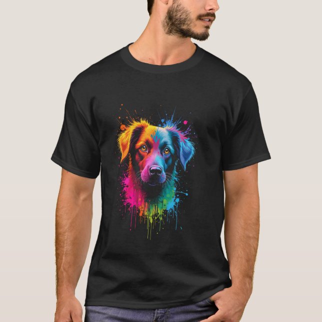 T-shirt Portrait coloré de chien (Devant)