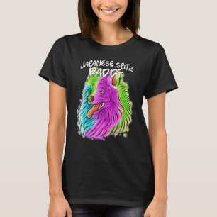 T-shirt Portrait coloré Japonais Spitz Chien Papa Père