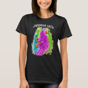 T-shirt Portrait coloré Japonais Spitz Chien Papa Père