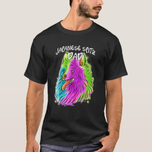 T-shirt Portrait coloré Japonais Spitz Chien Papa Père