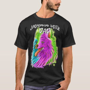 T-shirt Portrait coloré Japonais Spitz Chien Papa Père