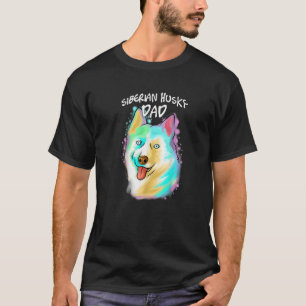 T-shirt Portrait coloré Sibérien Husky Chien Papa Père de