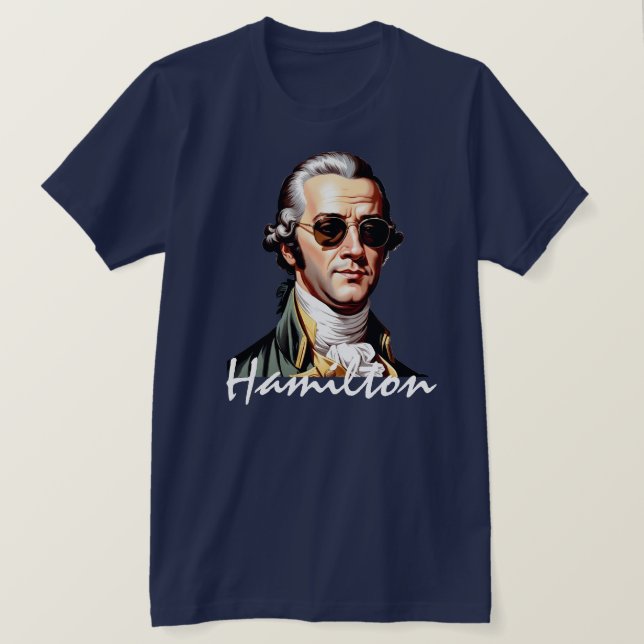 T-shirt Portrait d'Alexander Hamilton en lunettes de solei (Design devant)