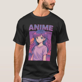 T-shirt Portrait d'anime néon pastel vintage
