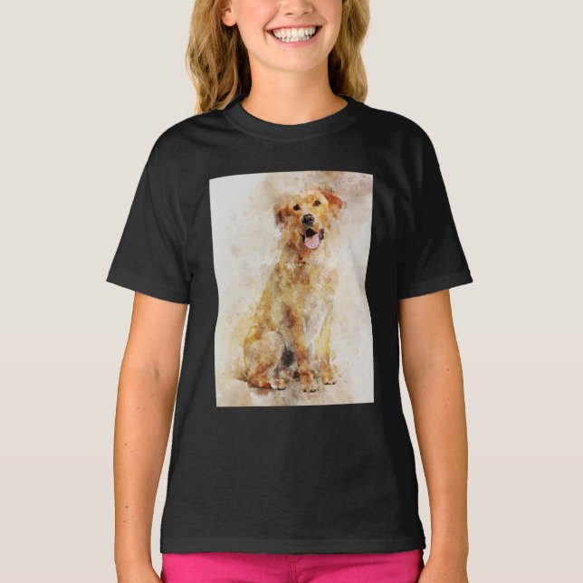 T-shirt Portrait d'aquarelle de chien de Labrador Retrieve (Devant)