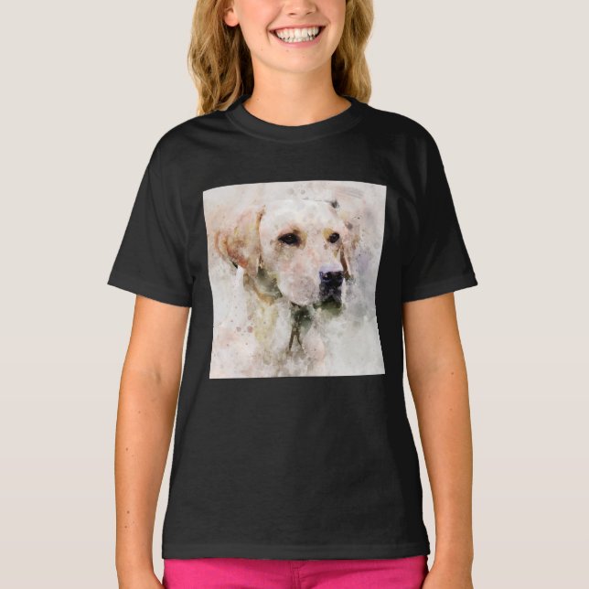 T-shirt Portrait d'aquarelle de chien de Labrador Retrieve (Devant)