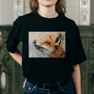 T-shirt Portrait d'aquarelle Red Fox 01