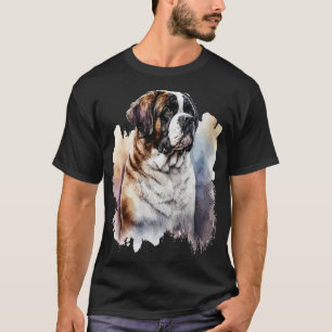 T-shirt Portrait d'aquarelle Saint Bernard Dog