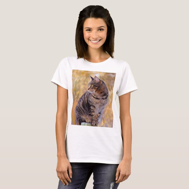 T-shirt Portrait d'art de chat (Devant entier)
