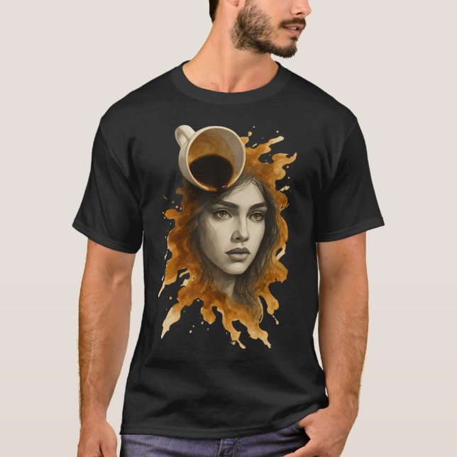 T-shirt Portrait d'art du café (Devant)