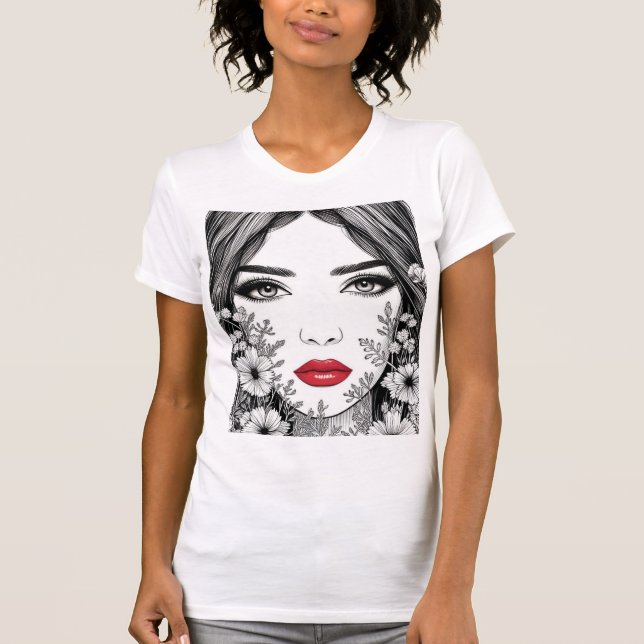 T-shirt Portrait d'art élégant pour ligne féminine - Visag (Devant)