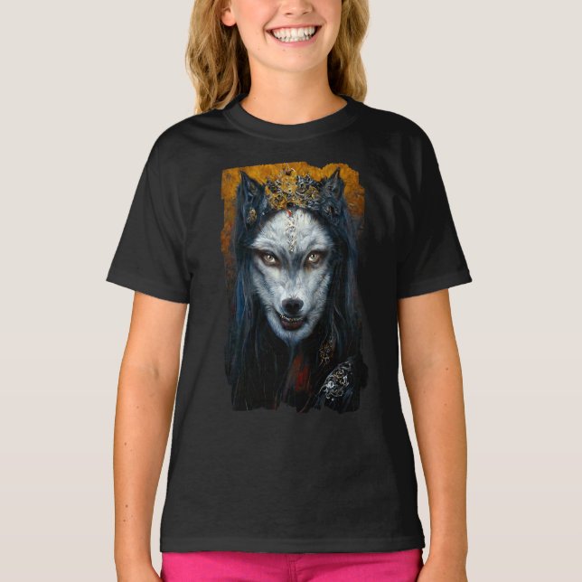 T-shirt Portrait d'Art numérique d'un loup-garou (Devant)