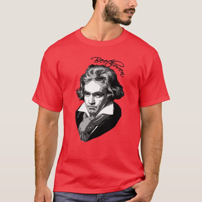 T-shirt Portrait de Beethoven sur des T-shirts, tasses, (Devant)