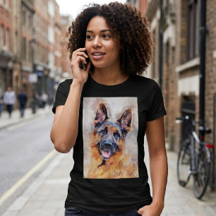 T-shirt Portrait de Berger Allemand à l'aquarelle