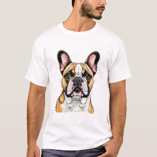 T-shirt Portrait de Bouledogue Français Coloré