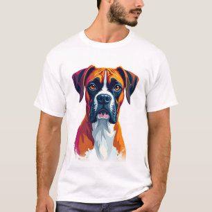 T-shirt Portrait de Boxer Vintage Éclaboussure de Couleur