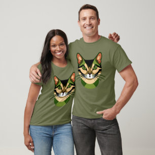 T-shirt Portrait de chat Camouflage