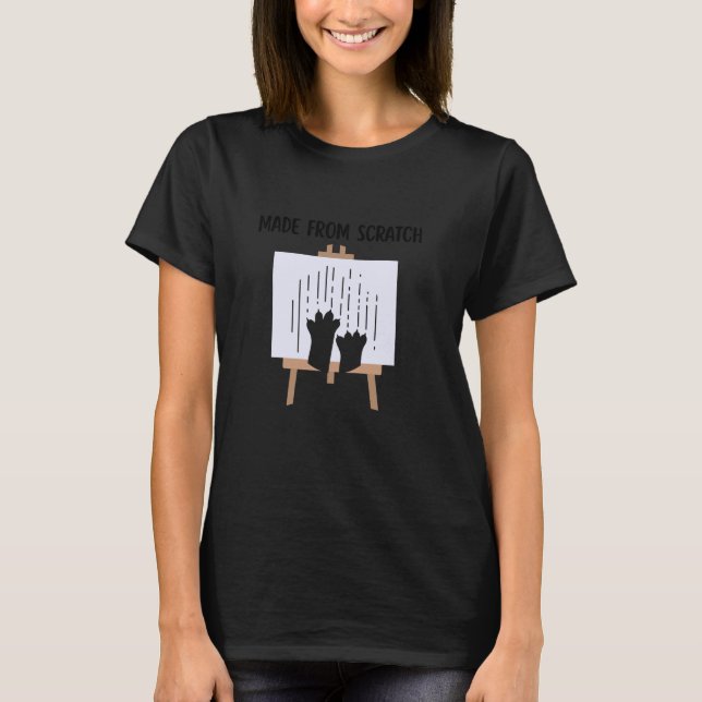T-shirt Portrait de chat drôle fait à partir de zéro (Devant)